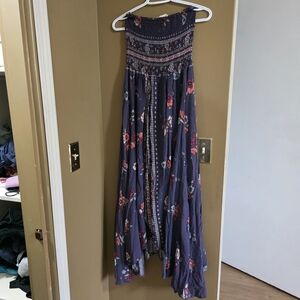 Jaase Strapless Floral Dress - Navy and Red